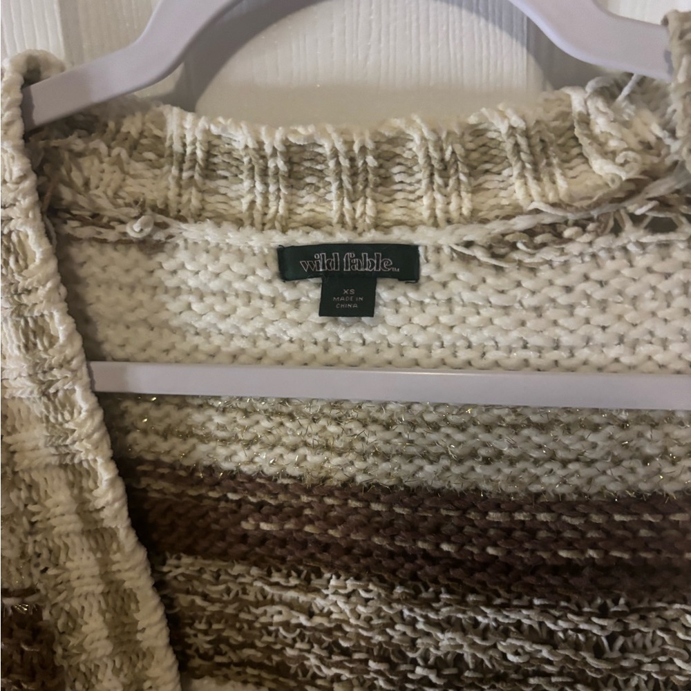 Wild Fable Women's Striped Sweater - Cream and Brown